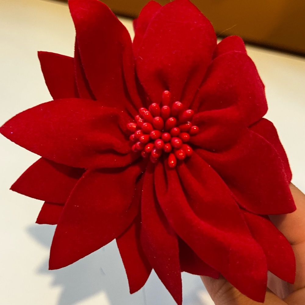 Red Poinsettia girl headband